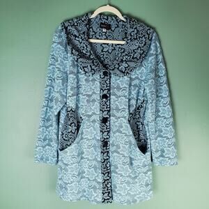 Andria Lieu Collection Women's Blue Textured Button Blazer Jacket Size 1X Pocket